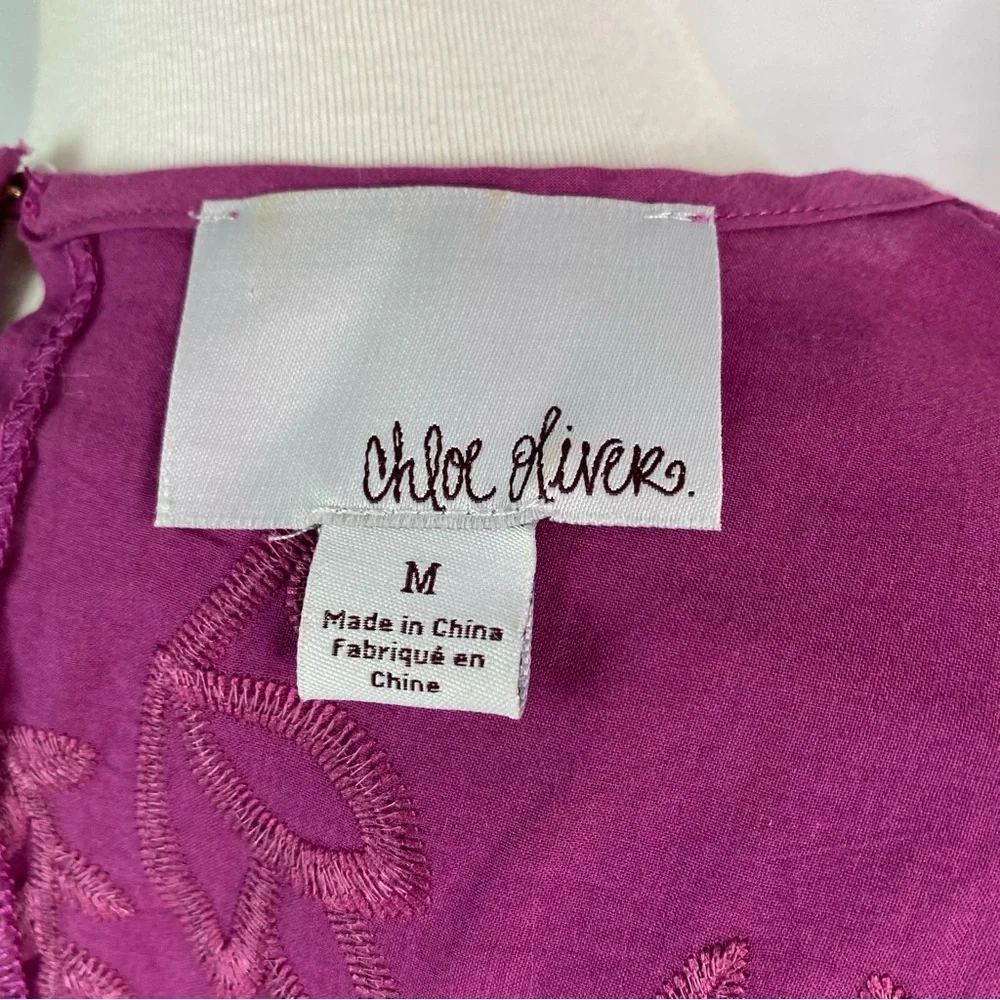 Anthropologie Chloe Oliver Purple Bell-Sleeve Lace Pullover Top Med